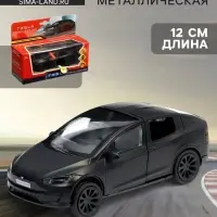 Машина металлическая Tesla Model X Plaid, 12 см, свет и звук, открываются двери, инерция, черная матовая