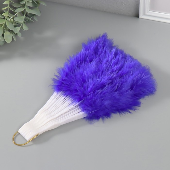 Веер пластик, перо  Веер пластик, перо "Ярко-синий" h=26 см 25 лопастей 3х50х26 см