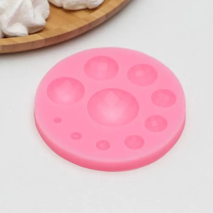 Молд для заливки «Кружочки в сетку», силикон, d=10 см, розовый Молд для заливки «Кружочки в сетку», силикон, d=10 см, розовый
