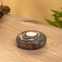 Подсвечник из дерева джати, d=3 см, 10&times;10&times;3 см, тёмно-коричневый
