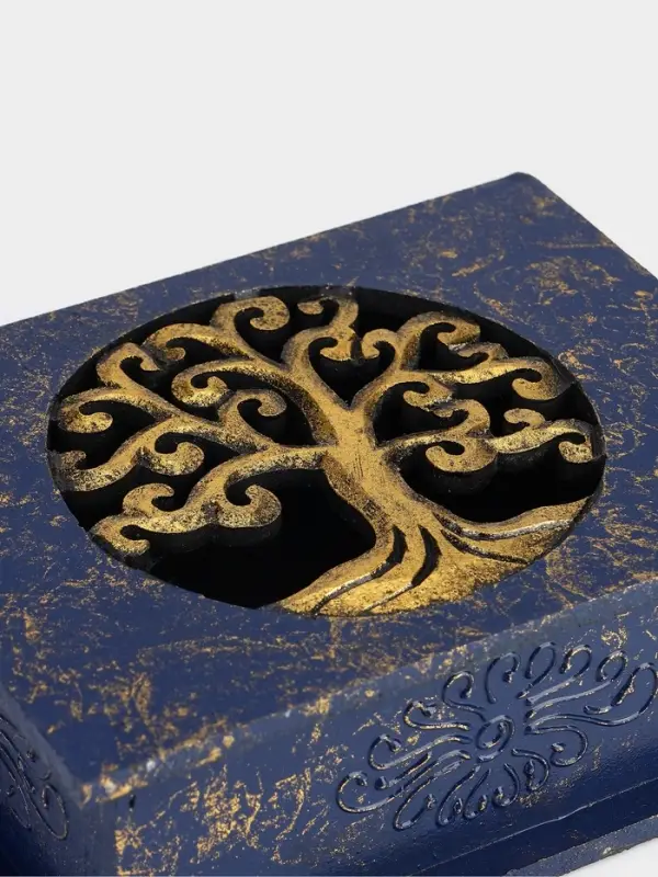 Шкатулка "Древо" 19х15х7 см, МДФ, цв. синий