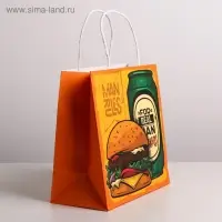 Пакет подарочный крафтовый, упаковка, &laquo;Man rules&raquo;, 22 х 22 х 11 см