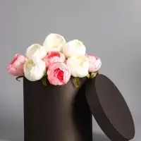 Подарочная шляпная коробка, чёрная, круглая, 23&times;23 см
