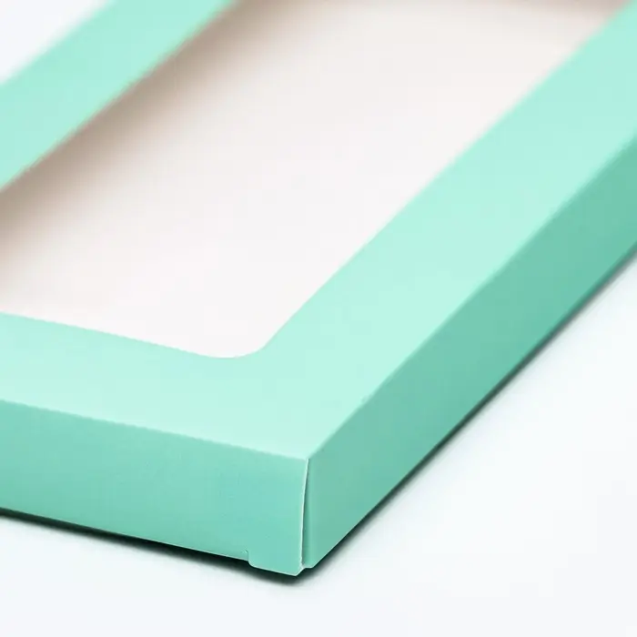 Подарочная коробка под плитку шоколада, с окном, зеленая (мятная), 17×8×1.4 см Подарочная коробка под плитку шоколада, с окном, зеленая (мятная), 17×8×1.4 см