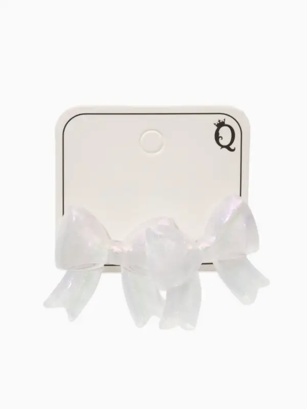 Серьги пластик "Бантик" перламутровый, цвет белый радужный