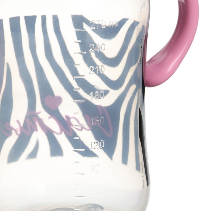 Бутылочка для кормления, широкое горло, средний поток от 3 мес., 270 мл., «Зебра», M&B Бутылочка для кормления, широкое горло, средний поток от 3 мес., 270 мл., «Зебра», M&B