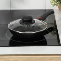 Сковорода Forever, d=18 см, съёмная ручка, стеклянная крышка, антипригарное покрытие, алюминий, чёрная