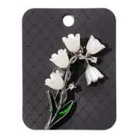 Брошь "Цветы Ландышей", цвет бело-зелёный в серебре