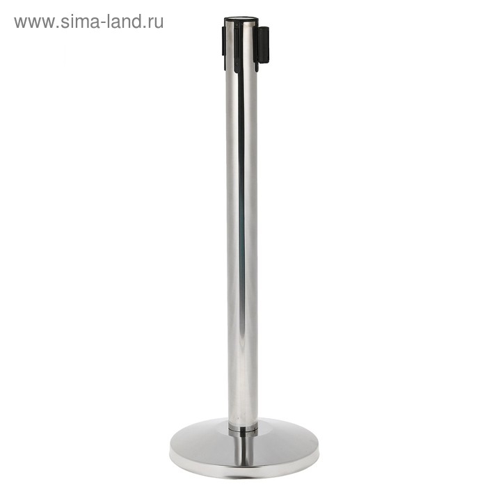 Стойка ограждения, с вытяжной лентой-180 см синей, высота-80 см, диаметр-6 см, напольный диаметр-32 см