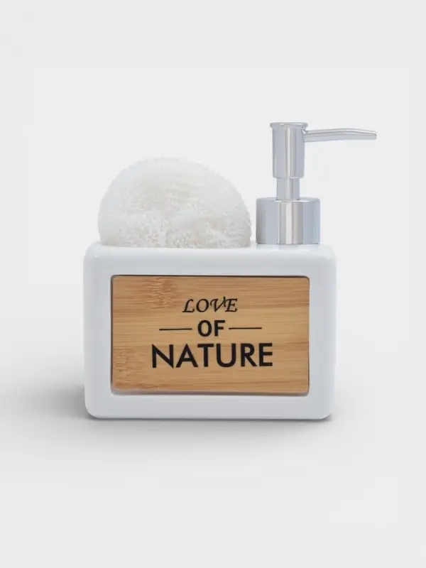 Дозатор для моющего средства с подставкой для губки SAVANNA &laquo;Природа&raquo;, 450 мл, белый