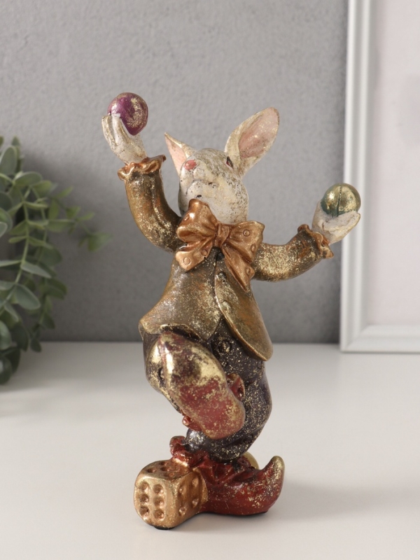 Сувенир полистоун Сувенир полистоун "Цирковой кролик-жонглёр" 12,5х15х20 см