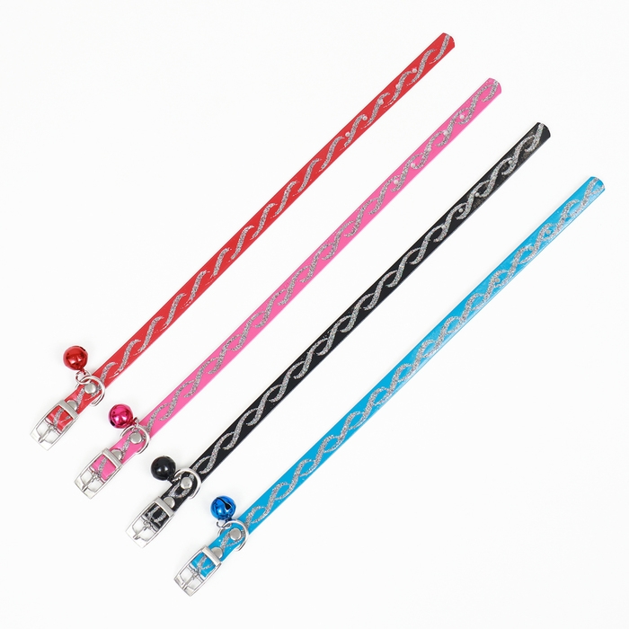 Ошейник из искусственной кожи Ошейник из искусственной кожи "Бесконечность" с блестками, 30 х 1 см, микс цветов