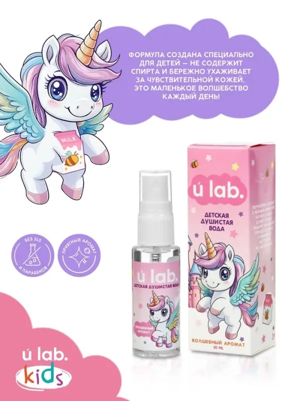 Душистая вода детская &laquo;Единороги&raquo;, 30 мл, аромат молоко и мёд