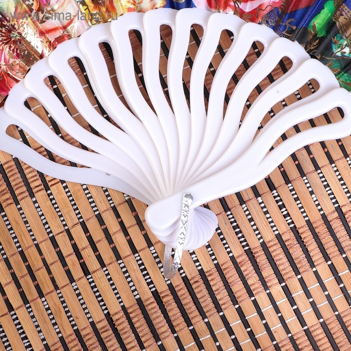 Веер пластик h=23 см  Веер пластик h=23 см "Цветы" изгиб с золотом МИКС