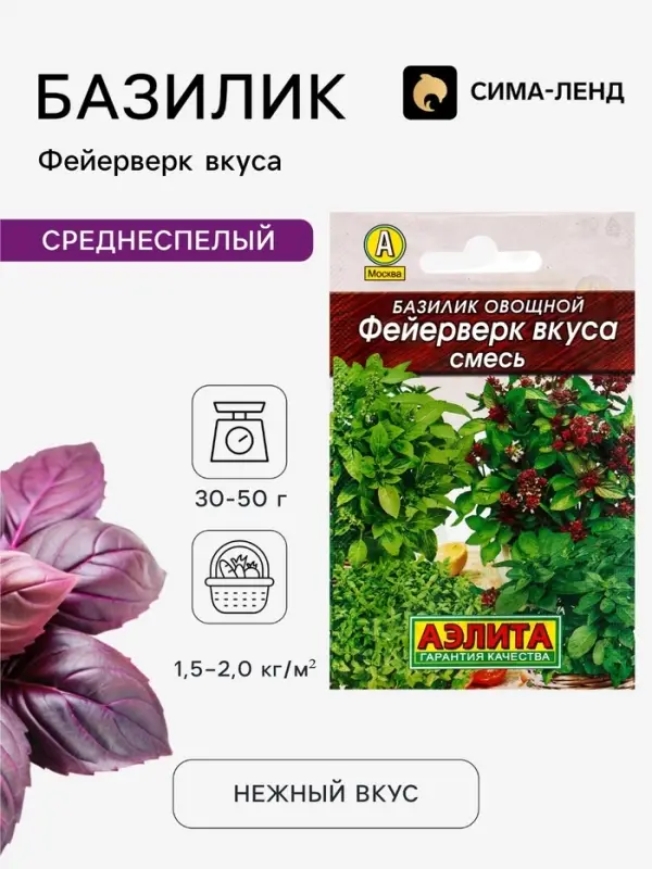 Семена Базилик овощной &laquo;Фейерверк вкуса&raquo;, смесь, 0.2 г