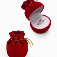 Футляр под серьги, кольцо &laquo;Мешочек подарочный&raquo;, бархатный, 5.5&times;4.6 см, красный
