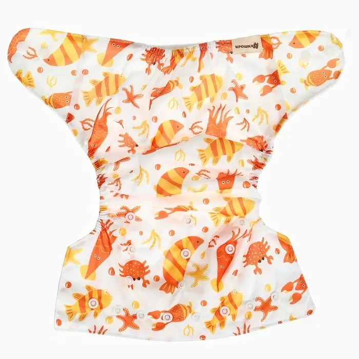 Многоразовый подгузник &laquo;Крабик&raquo;, 3-8 кг, белый, оранжевый, 2 шт.