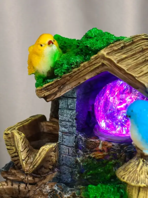 Фонтан "Птички на крыше" 24х15х12 см (с подсветкой)