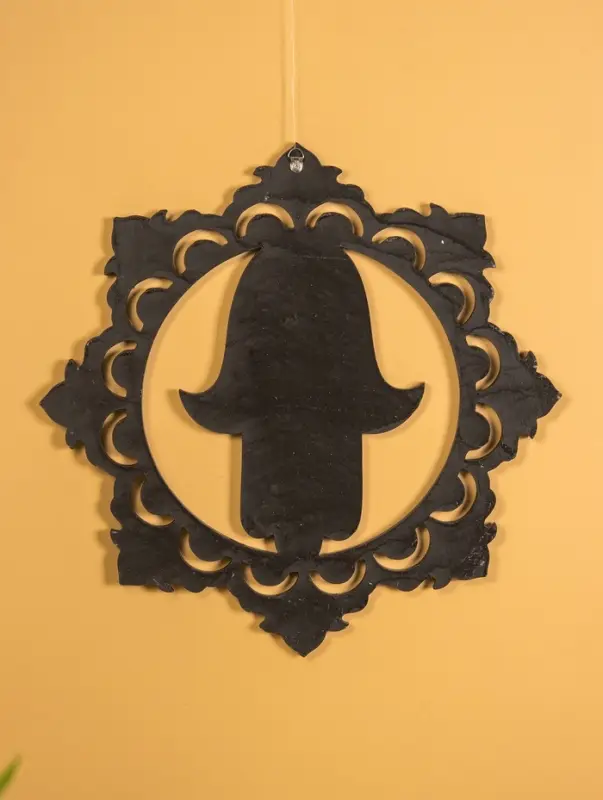 Панно "Хамса" МДФ, 40х40х1 см, цв. серебро/чёрный