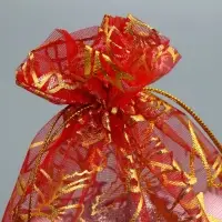 Мешочек подарочный органза «Новогодние игрушки», 16 х 24 см +/- 1.5 см