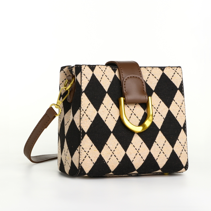 Кросс-боди на молнии, длинный ремень, цвет бежевый/коричневый Кросс-боди на молнии, длинный ремень, цвет бежевый/коричневый