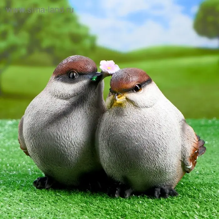 Садовая фигура из полистоуна &laquo;Воробьи&raquo;, 24&times;21&times;17 см