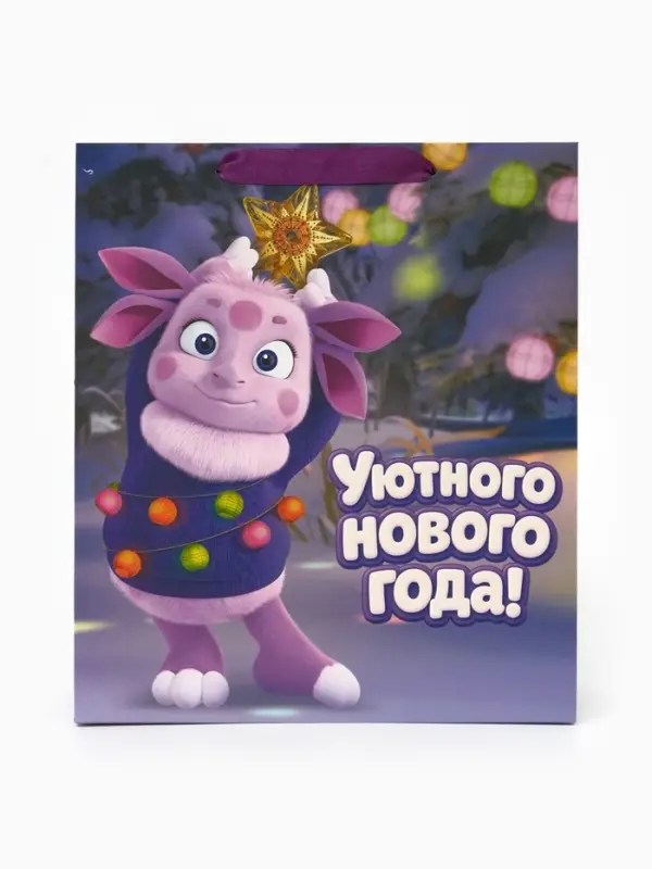 Пакет подарочный &laquo;Новый год&raquo;, Лунтик, M. 26 х 9 х 30 см