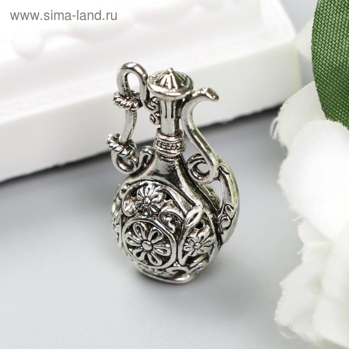 Декор металл для творчества Декор металл для творчества "Кувшин с цветами" серебро (А19635) 3,6х2х2 см