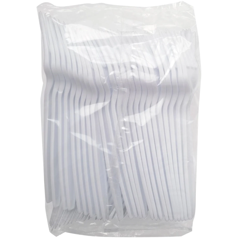 Вилка одноразовая 180мм, белая, кукурузный крахмал, 50шт/уп