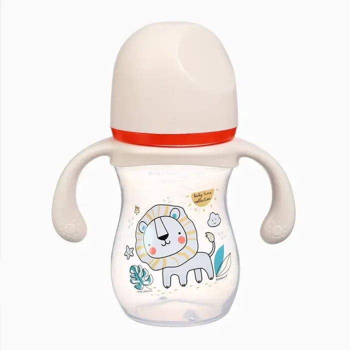Бутылочка для кормления Крошка Я Baby time collection, широкое горло, от 6 мес., 240 мл, бежевый