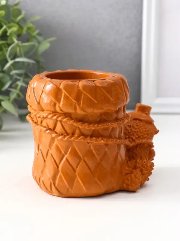 Сувенир карандашница «Ёжик с корзиной», 9×8×12 см, красная глина