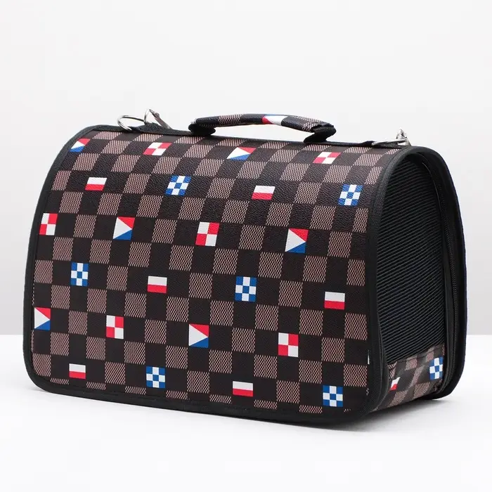 Сумка - переноска &laquo;Виши&raquo;, размер S, 37&times;20&times;24 см, каркасная, коричневая