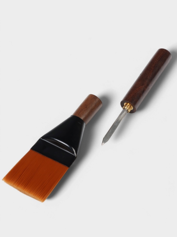 Набор инструментов для чайной церемонии: чайная кисть и нож для пуэра, 20 см