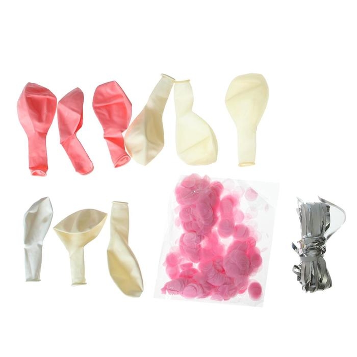 Набор воздушных шаров «2 годика» для девочки, латекс, фольга, с конфетти, 10 шт. Набор воздушных шаров «2 годика» для девочки, латекс, фольга, с конфетти, 10 шт.