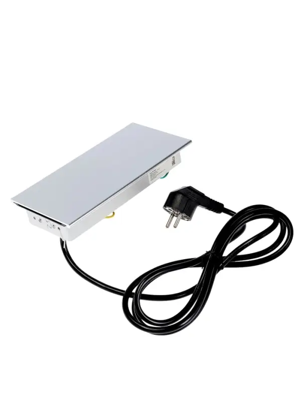 Блок розеточный в стол, сдвижная крышка, 10 А, 3 розетки, провод 1.8 м, серебристый