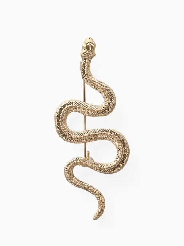 Брошь &laquo;Змея&raquo;, извилистая, цвет золото