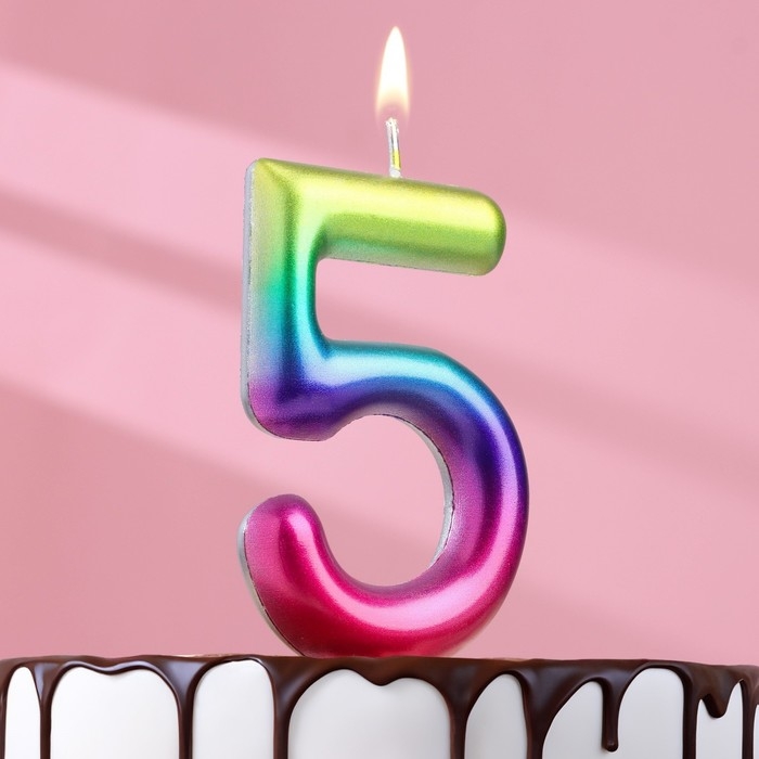 Свеча в торт  Свеча в торт "Акварель", цифра 5, 9 см, ГИГАНТ