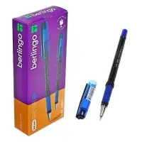 Ручка шариковая Berlingo. I-10 Nero, синий стержень, узел 0.4 мм, резиновый упор