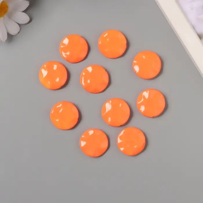 Бусины для творчества акрил Бусины для творчества акрил "Плоский мятый круг" оранжевый 2,5х2,5х0,6 см