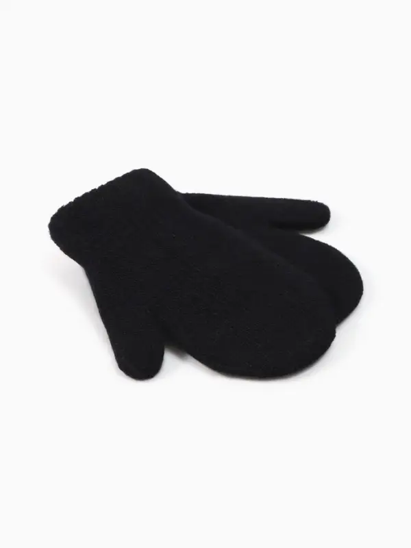 Варежки детские MINAKU двухслойные, цвет черный, 12 см