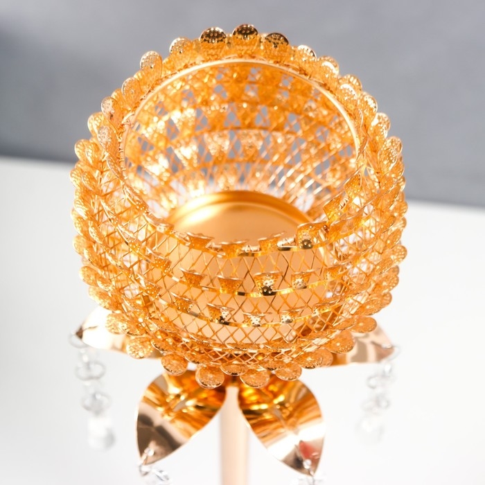 Подсвечник металл на 1 свечу "Цветок чешуйчатый" золото 42х11х11 см