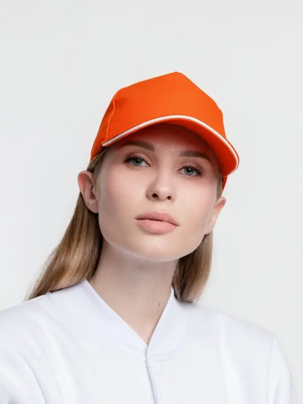 Бейсболка Classic, оранжевая с белым кантом Бейсболка Classic, оранжевая с белым кантом