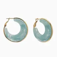 Серьги-кольца акрил "Тренд", цвет голубой в золоте Серьги-кольца акрил "Тренд", цвет голубой в золоте