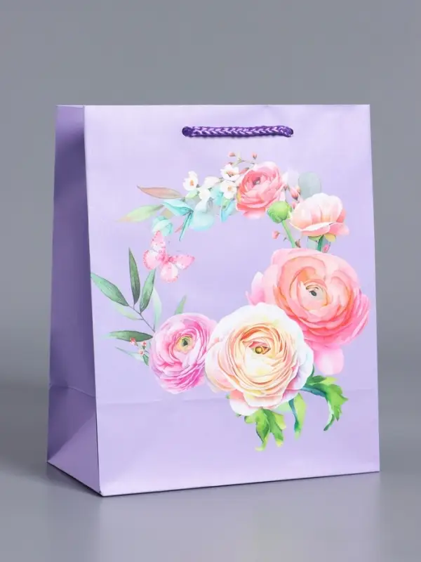 Пакет подарочный "Цветочная симфония" ламинированный 18 х 22,3 х 10 см