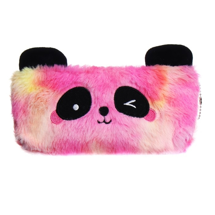 Пенал школьный меховой на молнии Calligrata Пенал школьный меховой на молнии Calligrata "Панда", микс