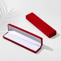 Футляр бархатный под браслет, цепочку, часы &laquo;Пенал&raquo;, 21.5&times;5&times;2.5 см, красный, вставка белая