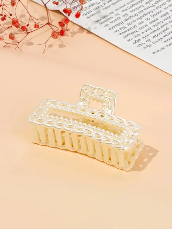 Крабик для волос &laquo;Синтия&raquo;, прямой, 9 см, белый