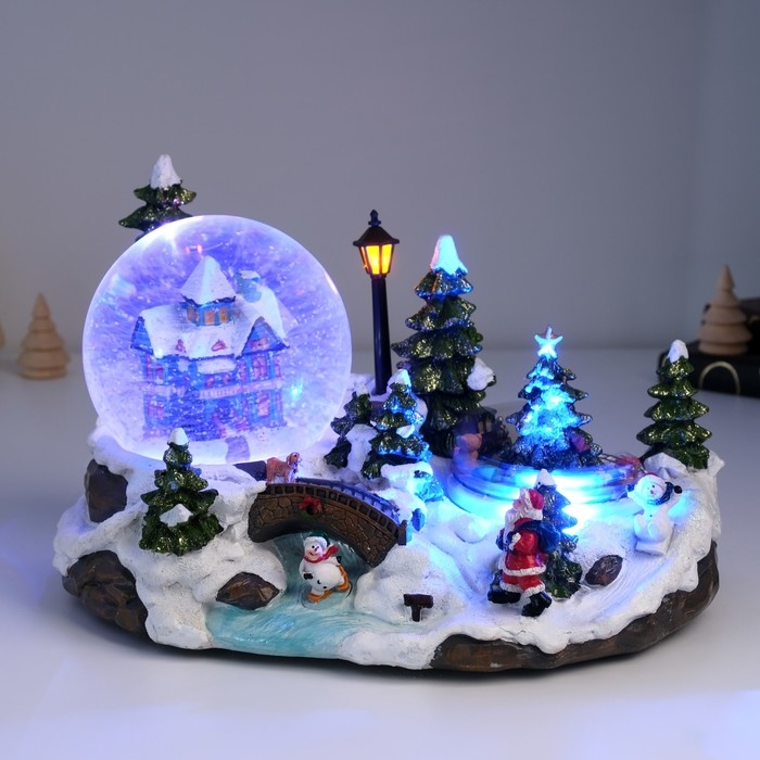 Сувенир полистоун водяной шар музыка, свет Сувенир полистоун водяной шар музыка, свет "Лапландия" крутится d=10 см 25,5х17х16 см