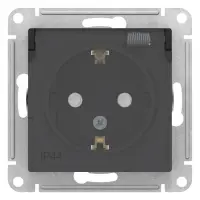 ATLASDESIGN AQUA РОЗЕТКА с заземлением со шторкамис прозрачной крышкой, 16А, IP44, механизм, КАРБОН