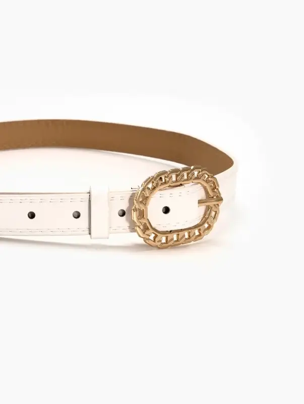 Ремень женский &laquo;Кружево&raquo;, 110&times;2.5 см, пряжка металл, золотистая, белый